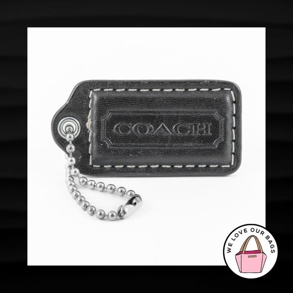 2" Medium COACH BLACK LEATHER KEY FOB BAG CHARM KEYCHAIN HANGTAG TAG - Picture 1 of 1